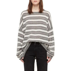 NWT AllSaints Cassia Gray Stripe Sweater XS